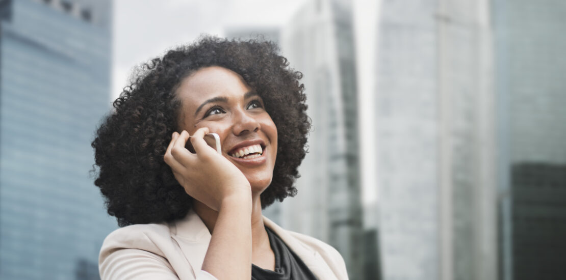 Businesswoman Talking On The Phone In The City Remixed Media