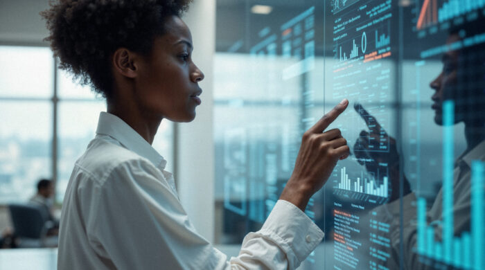 woman-analyzing-data-digital-interface